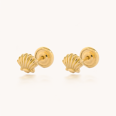 ARETES CONCHA PARA BEBÉ - ORO 18K - 5746