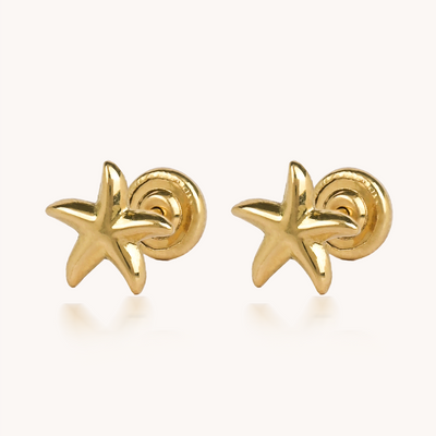 ARETES ESTRELLA DE MAR ORO 18K PARA BEBÉ - 8339