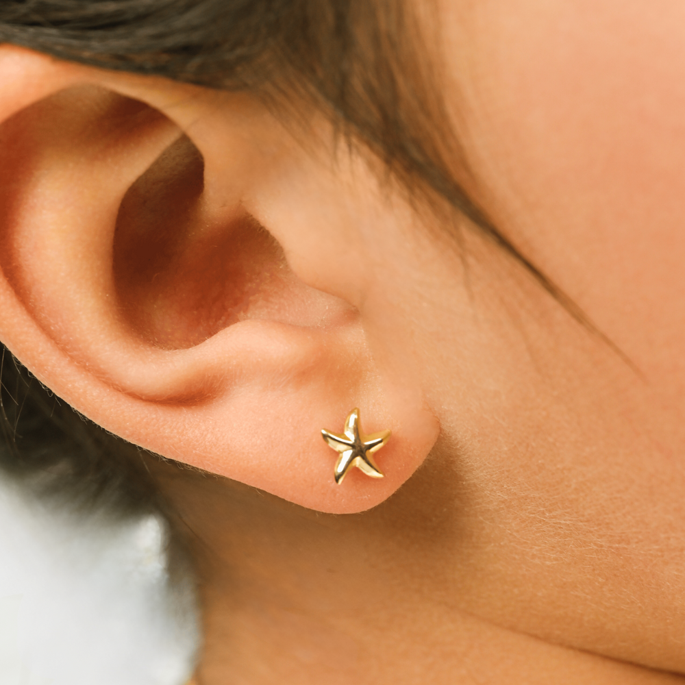 ARETES ESTRELLA DE MAR ORO 18K PARA BEBÉ - 8339